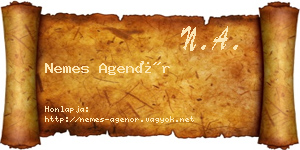 Nemes Agenór névjegykártya